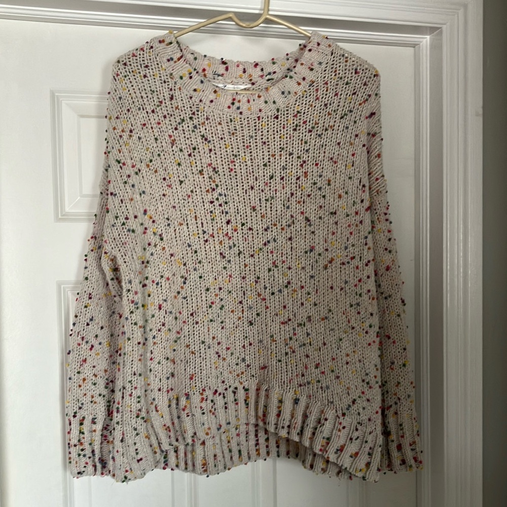 Seven7 Cream Crew Neck Sweater Chunky Knit